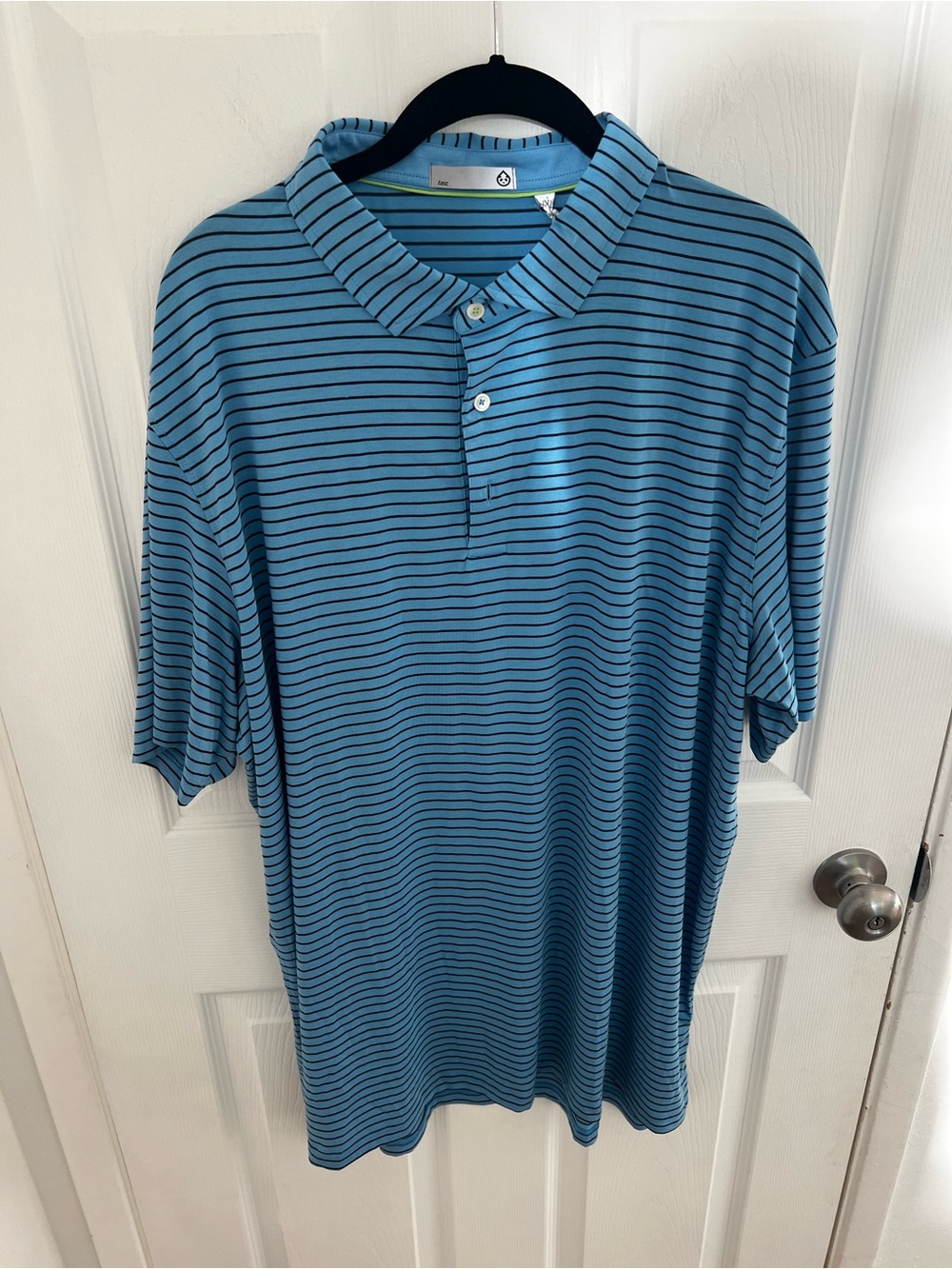 Striped Light Blue Polo Shirt with Navy Micro Stripes